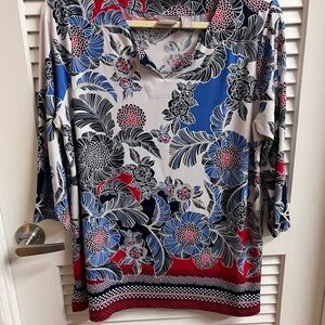 Chico’s Floral Print Women's Top - Red, Blue, Black
Size Large or 2 like new